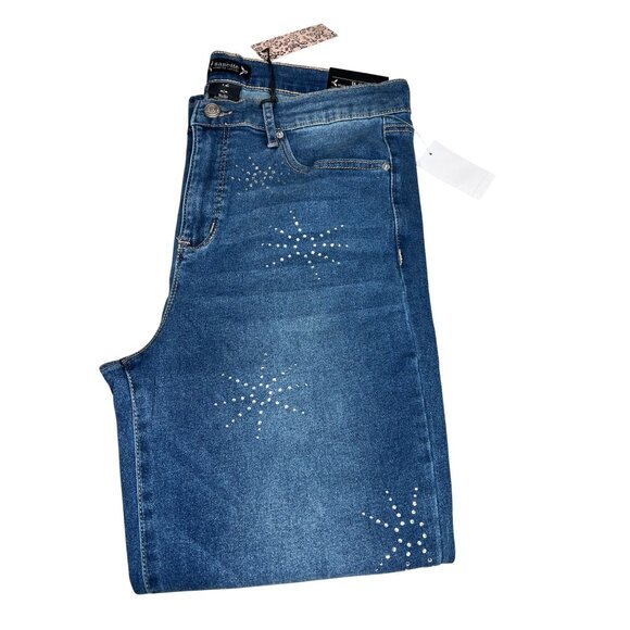 Nanette Belle High Rise Ankle Skinny Jeans Blue With Rhinestone Detail Size 12 - Picture 16 of 16